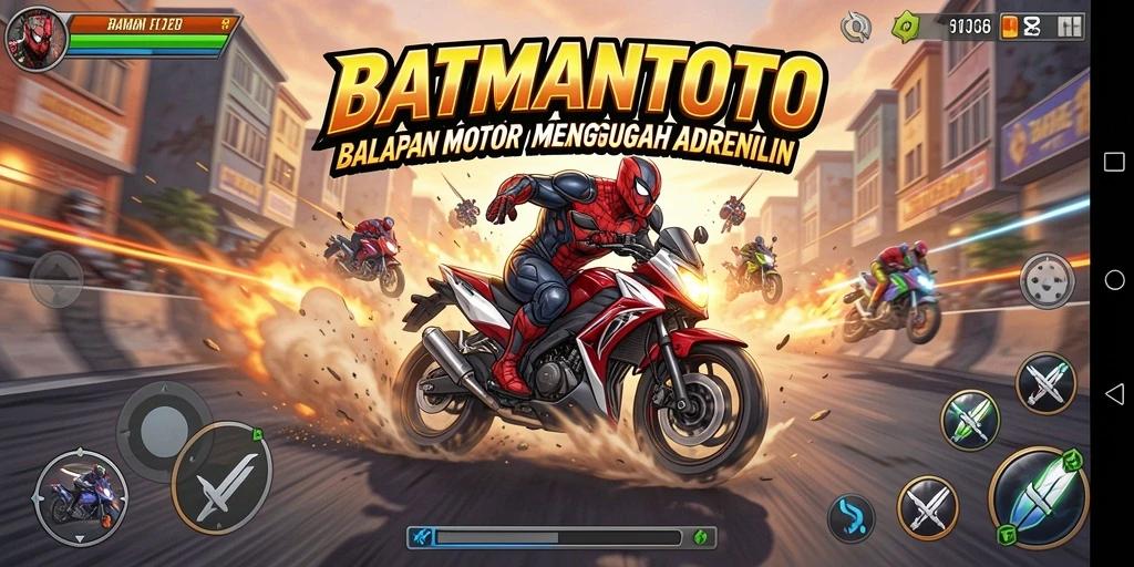 Tampilan gameplay balapan motor yang seru dan kompetitif.