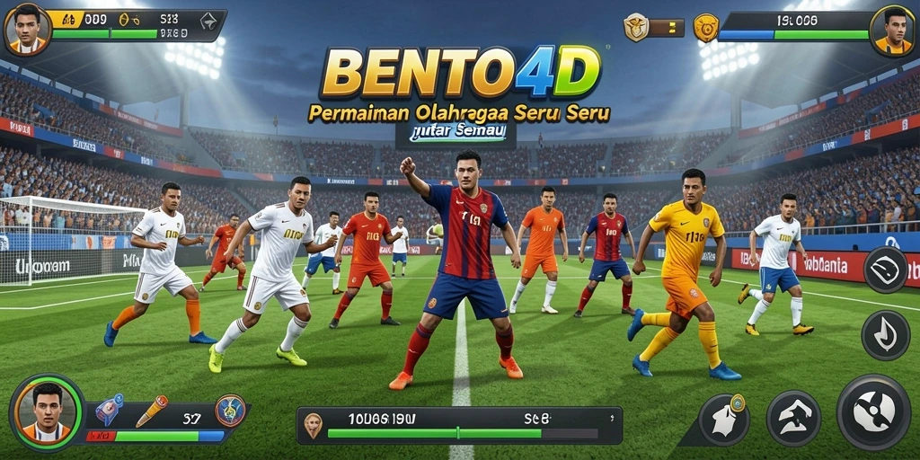 Tangkapan layar BENTO4D menampilkan aksi seru dalam permainan olahraga.