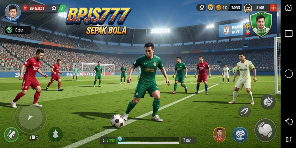 Tampilan gameplay BPJS777 dalam aksi sepak bola yang mendebarkan.