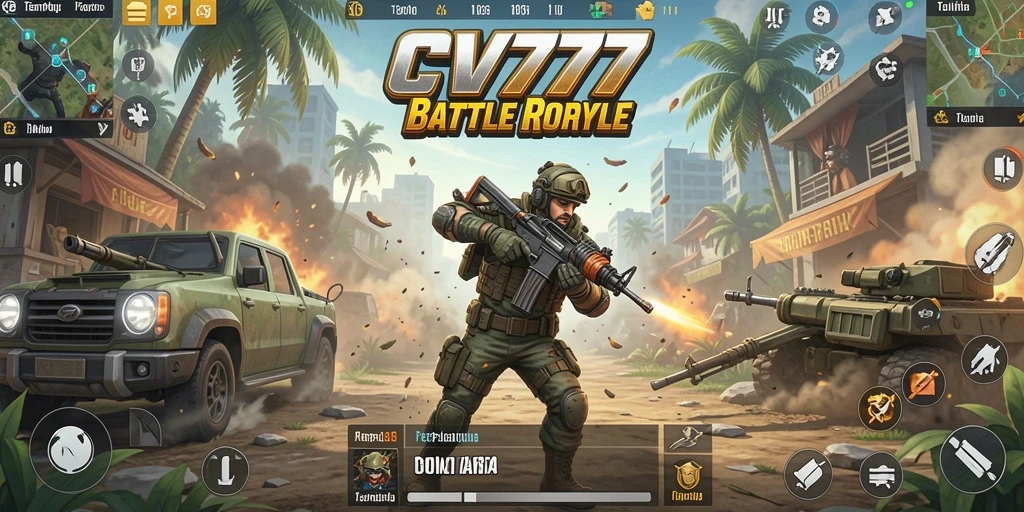 Tampilan mendebarkan dari gameplay Battle Royale di CV777.