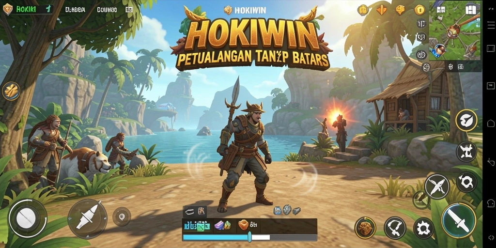 Tampilan gameplay HOKIWIN yang penuh aksi dan eksplorasi.