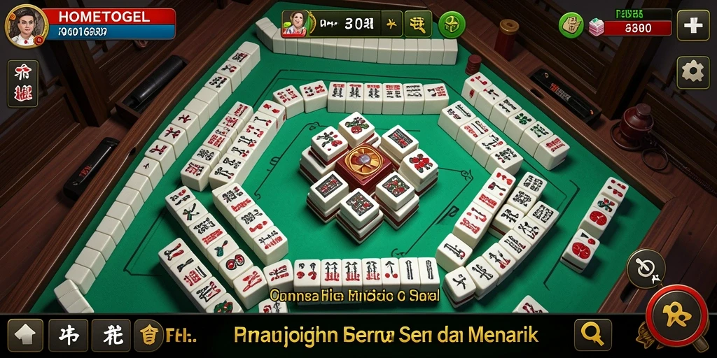 Tampilan gameplay HOMETOGEL yang menarik dengan tile Mahjong berwarna-warni.
