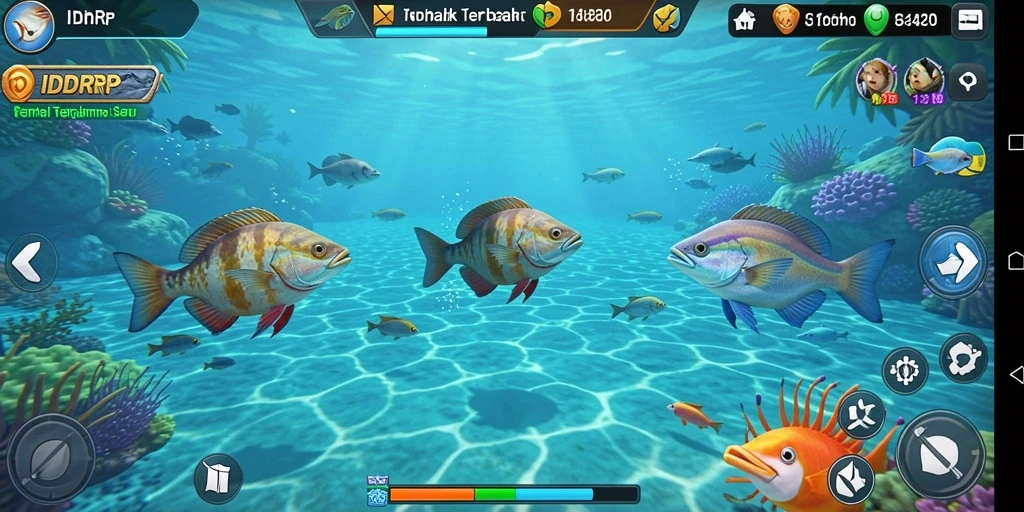 Tampilan gameplay seru dari IDRRP saat menembak ikan.
