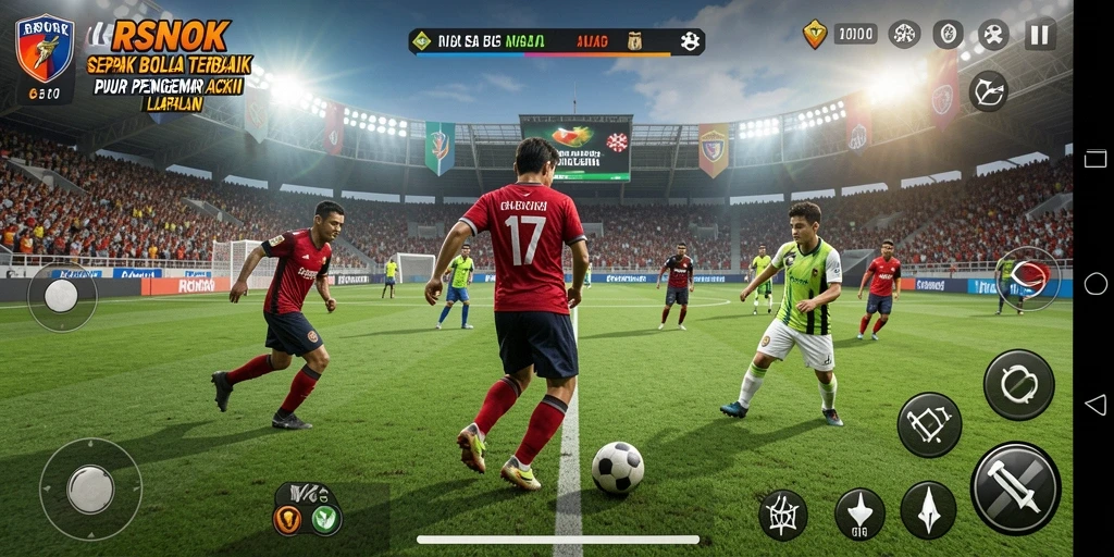 Screenshot RSNOK menampilkan aksi pertandingan sepak bola yang seru.